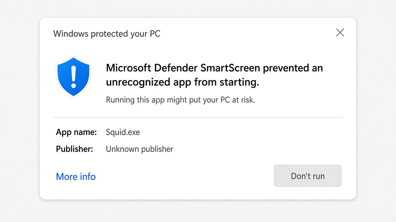 ویندوز SmartScreen - کلیک روی More info